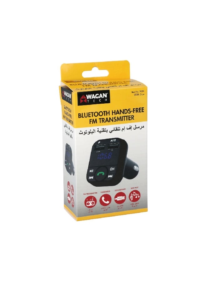 WAGAN Durable ABS Plastic Bluetooth Hands-Free Sturdy FM Transmitter Black 4.6 x 15.2 x 7.6 cm 2036 - Image 2